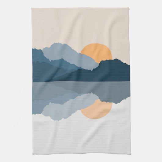 Blaue Berge reflektiert im See Geschirrtuch (Vertikal)