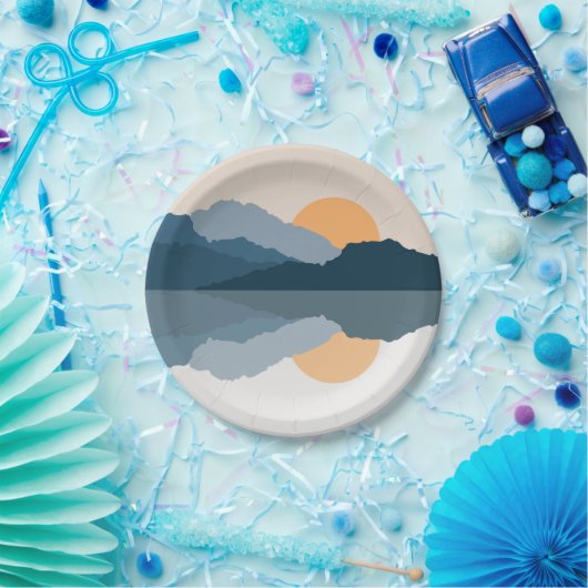 Blaue Berge reflektiert im See Pappteller (Party)