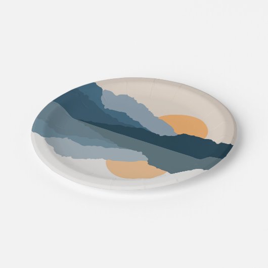 Blaue Berge reflektiert im See Pappteller (Schrägansicht)