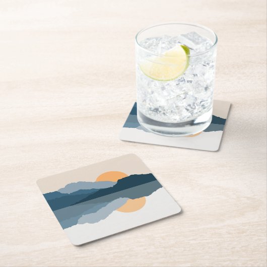 Blaue Berge reflektiert im See Rechteckiger Pappuntersetzer (Vor Ort)