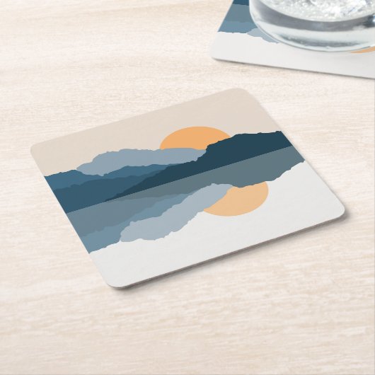 Blaue Berge reflektiert im See Rechteckiger Pappuntersetzer (angewinkelt)