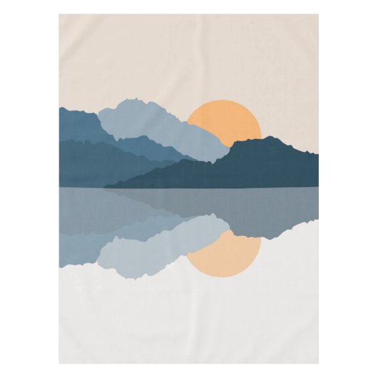 Blaue Berge reflektiert im See Tischdecke (Vorderseite)