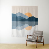 Blaue Berge reflektiert im See Wandteppich (Beispiel)