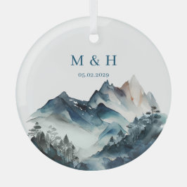 Blaue Berge Rustikale Hochzeit Ornament Aus Glas