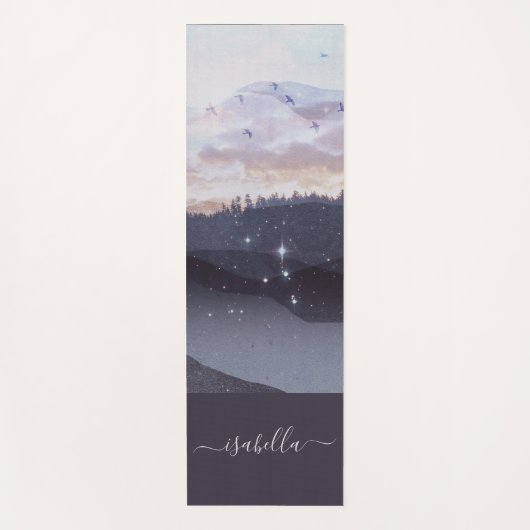 Blaue Berge Sterne Landschaft Personalisiert Yogamatte (Vorderseite)