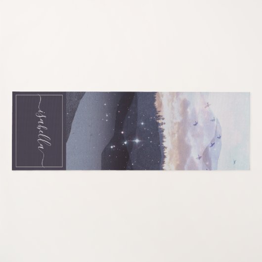 Blaue Berge Sterne Landschaft Personalisiert Yogamatte (Vorderseite (Horizontal))