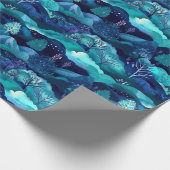 Blaue Berge und Baumdesign Geschenkpapier (Ecke)