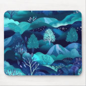 Blaue Berge und Baumdesign Mousepad (Vorne)