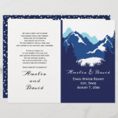 Blaue Berge und Koniferen gefaltet Hochzeitsprogra (Vorne/Hinten)