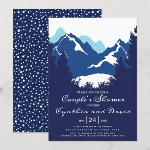 Blaue Berge und Koniferen Hochzeitspaare Dusche Einladung