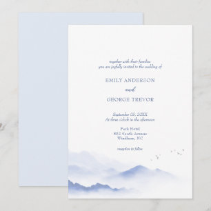 Blaue Berge und Vögel - Einladung zur Hochzeit