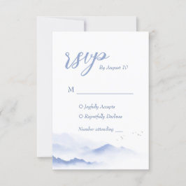 Blaue Berge und Vögel Hochzeitskarte RSVP Karte