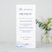 Blaue Berge und Vögel Hochzeitsmenü Menükarte (Stehend Vorderseite)