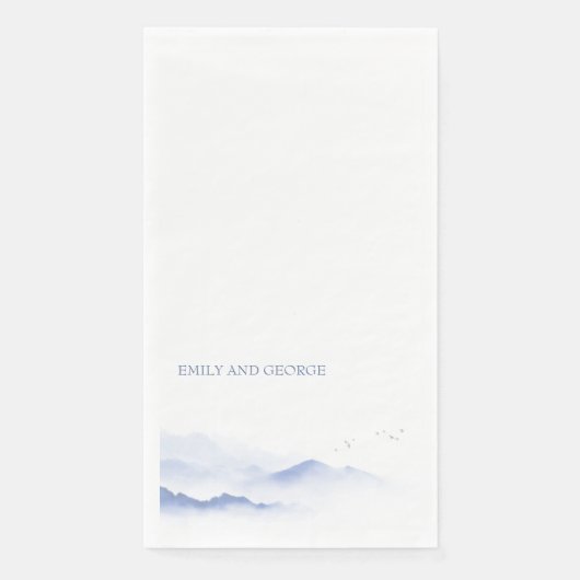 Blaue Berge und Vögel Serviette (Vorderseite)