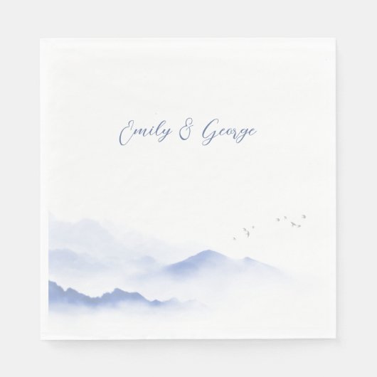 Blaue Berge und Vögel Serviette (Vorderseite)
