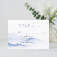 Blaue Berge und Vögel uAwg Hochzeitkarte
