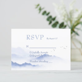 Blaue Berge und Vögel uAwg Hochzeitkarte RSVP Karte