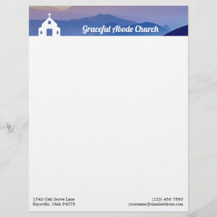Blaue Berge Weiße Kirche Briefbogen