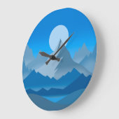Blaue Berggipfel Landschaftsbild Große Wanduhr (Winkel)