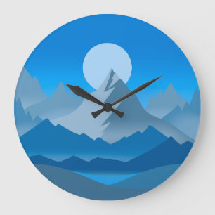 Blaue Berggipfel Landschaftsbild Große Wanduhr