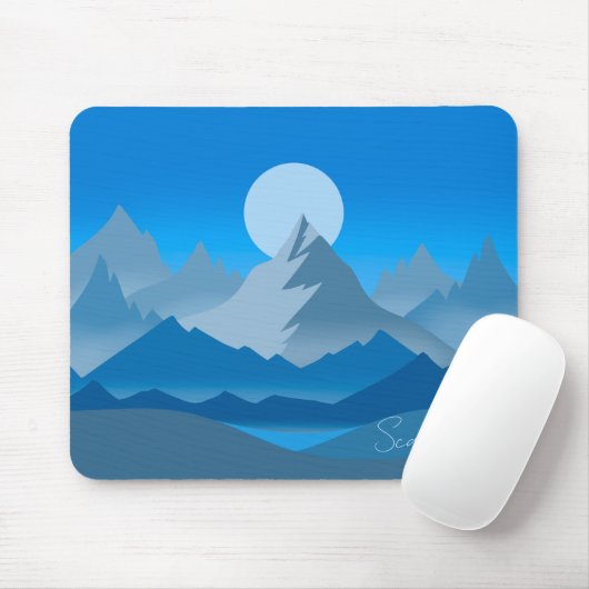 Blaue Berggipfel Landschaftsbild Mousepad (Mit Mouse)