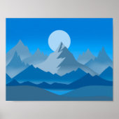 Blaue Berggipfel Landschaftsbild Poster (Vorne)