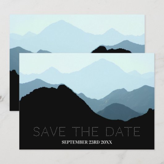 Blaue Bergkette, rustikale Hochzeit Save The Date (Vorne/Hinten)