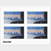 Blaue Bergsonne abstrakte Kunstlandschaft Rechteckiger Aufkleber (Blatt)