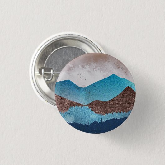 Blaue Bergspitzen Button (Vorne & Hinten)