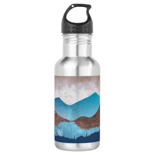 Blaue Bergspitzen Edelstahlflasche