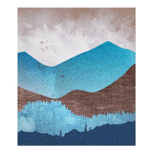 Blaue Bergspitzen Fotodruck (Vorne)