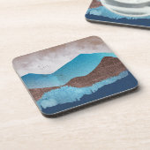 Blaue Bergspitzen Getränkeuntersetzer (Linke Seite)