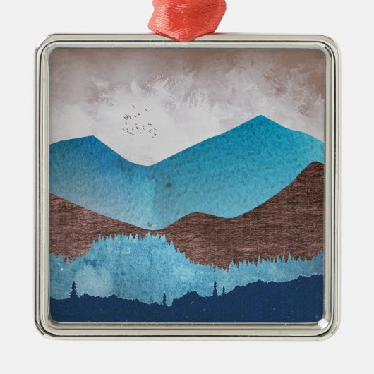 Blaue Bergspitzen Ornament Aus Metall (Vorne)