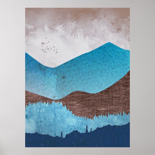 Blaue Bergspitzen Poster (Vorne)
