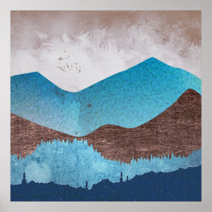 Blaue Bergspitzen Poster