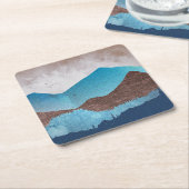 Blaue Bergspitzen Rechteckiger Pappuntersetzer (angewinkelt)