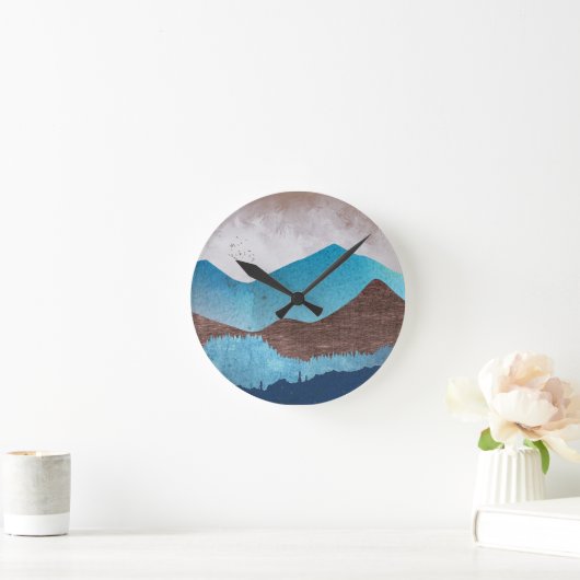 Blaue Bergspitzen Runde Wanduhr (Zuhause)