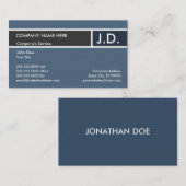 Blaue berufliche Initialen Visitenkarte (Vorne/Hinten)