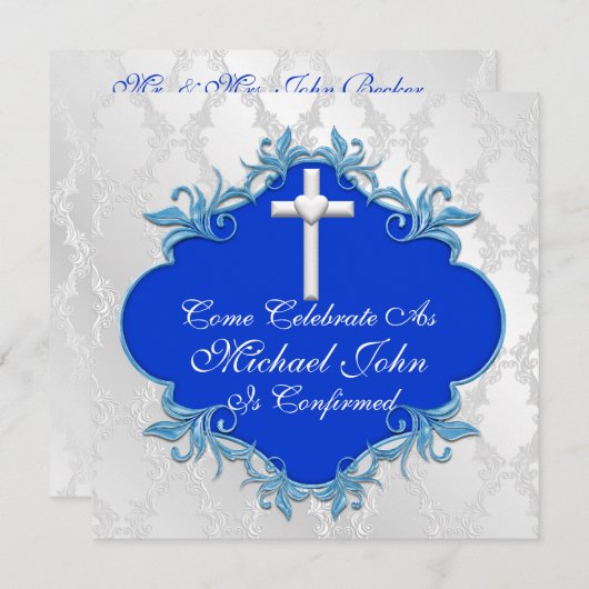 BLAUE BESTÄTIGUNG Einladungs-eleganter Entwurf Einladung (Vorne/Hinten)