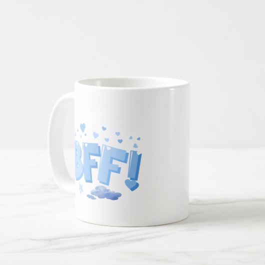 Blaue BESTE FREUNDIN Grafik mit Herz und Cloud Kaffeetasse (Vorderseite Links)
