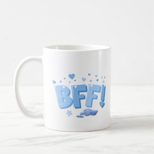 Blaue BESTE FREUNDIN Grafik mit Herz und Cloud Kaffeetasse (Links)