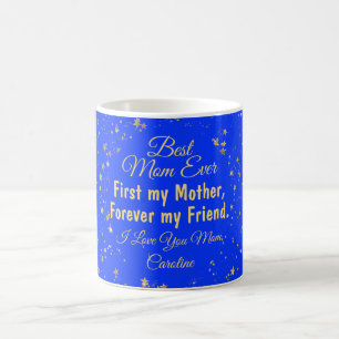 Blaue beste Mama je Niedliches Zitat, Tag der Neug Kaffeetasse