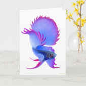 Blaue Betta Fisch-Gruß-Karte Karte (Gelbe Blume)