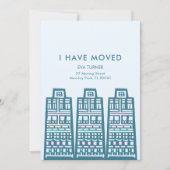 Blaue bewegende Ankündigung mit Retro-Gebäude (Vorderseite)