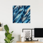 Blaue Bewegungslinien Poster (Heimbüro)