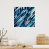 Blaue Bewegungslinien Poster (Küche)