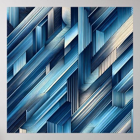 Blaue Bewegungslinien Poster (Vorne)