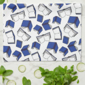 Blaue Bibliothek Buchmuster Bibliothekar Geschirrtuch (Gefaltet)