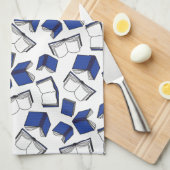 Blaue Bibliothek Buchmuster Bibliothekar Geschirrtuch (Viertel Falte)