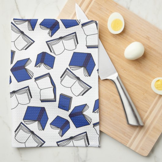 Blaue Bibliothek Buchmuster Bibliothekar Geschirrtuch (Viertel Falte)